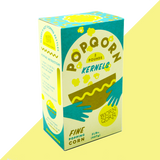 Bjorn Qorn Find popping kernels with yellow and white back round.