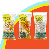 Bjorn Qorn mix pack of classic spicy and cloudy on rainbow background. 